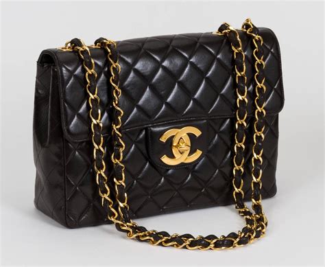 big chanel bag black|Black Chanel jumbo flap bag.